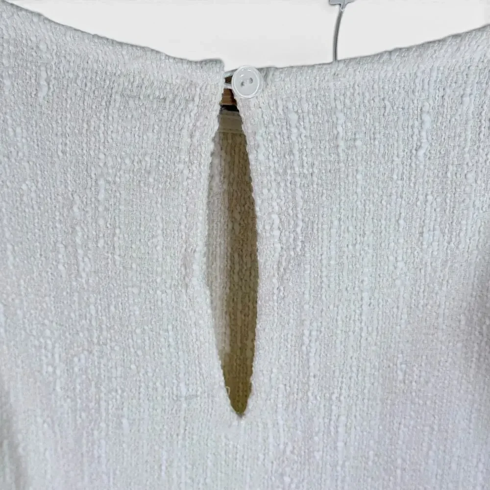 By Anthropologie NWT (Flaw) Women's Petite Large White Cream Puff Sleeve Blouse